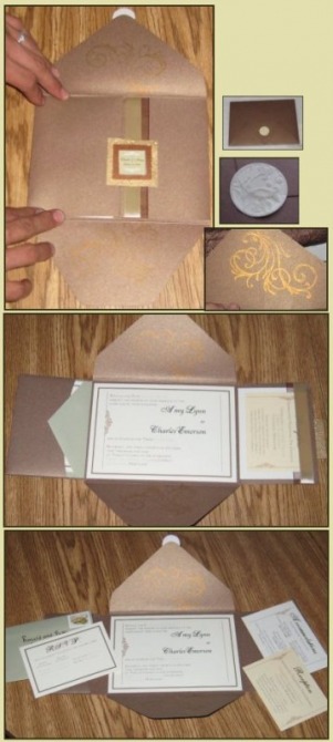 I bought our DIY invitations from Target for a box of 50 brown metallic 